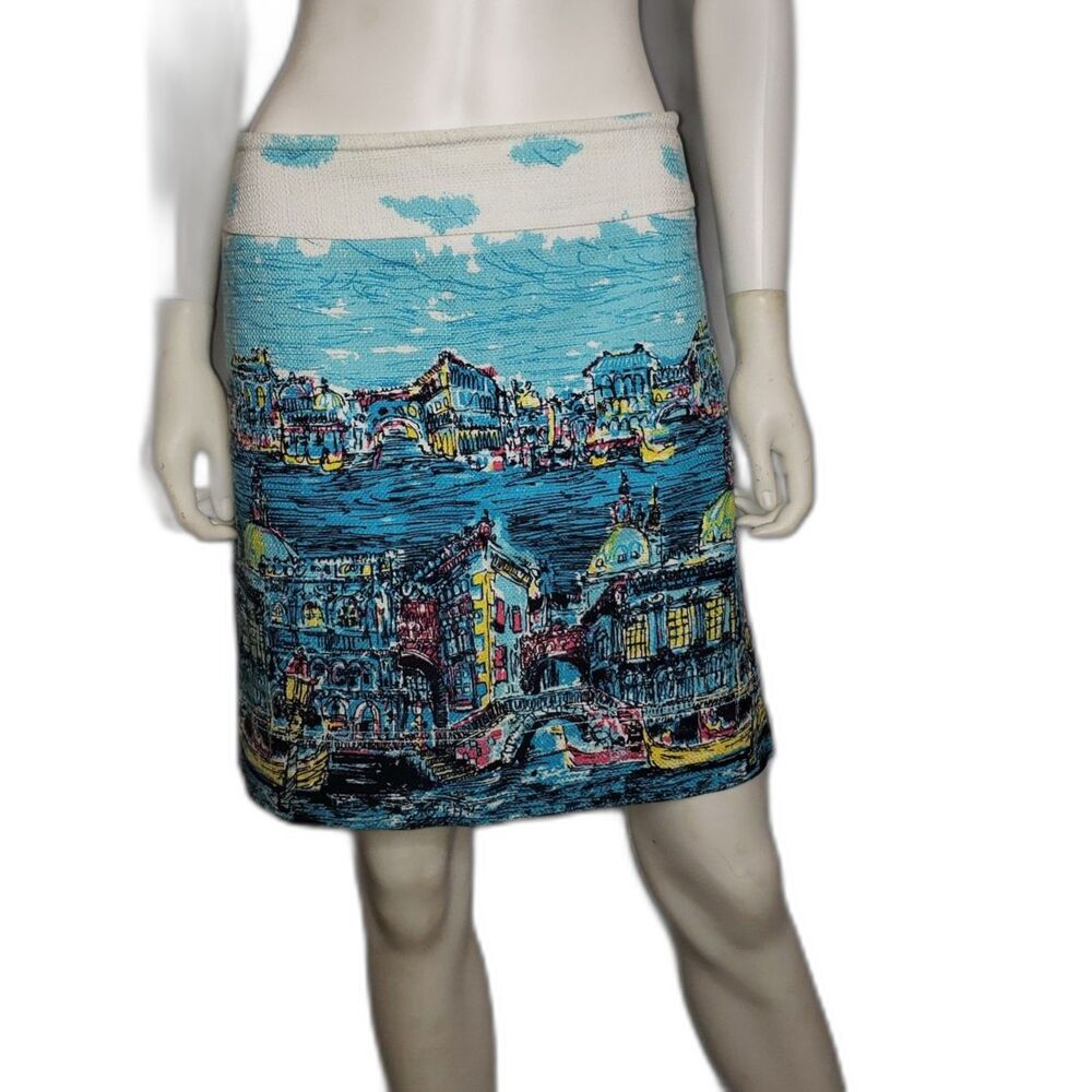 Talbots Venice Canal Cityscape Scenic Skirt Womens Size 4